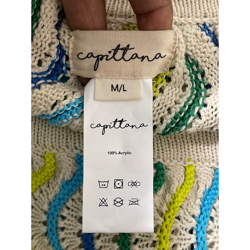 Capittana Crochet Maxi Skirt M/L Multi Color Wave Knit Boho Festival Beach - Picture 5 of 5